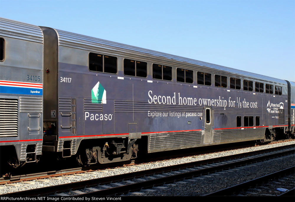 Amtrak coach #34117 on Coast Starlight